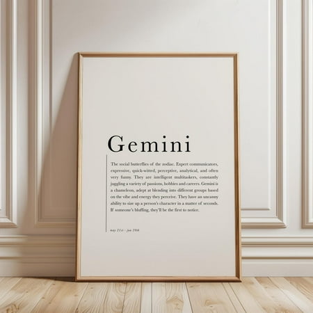 Gemini Gifts Gemini Zodiac Poster Gemini Definition Poster May June Birthday Present Horoscope Wall Art Wall Art Astrology Home Decor, 12x18 UNFRAMED