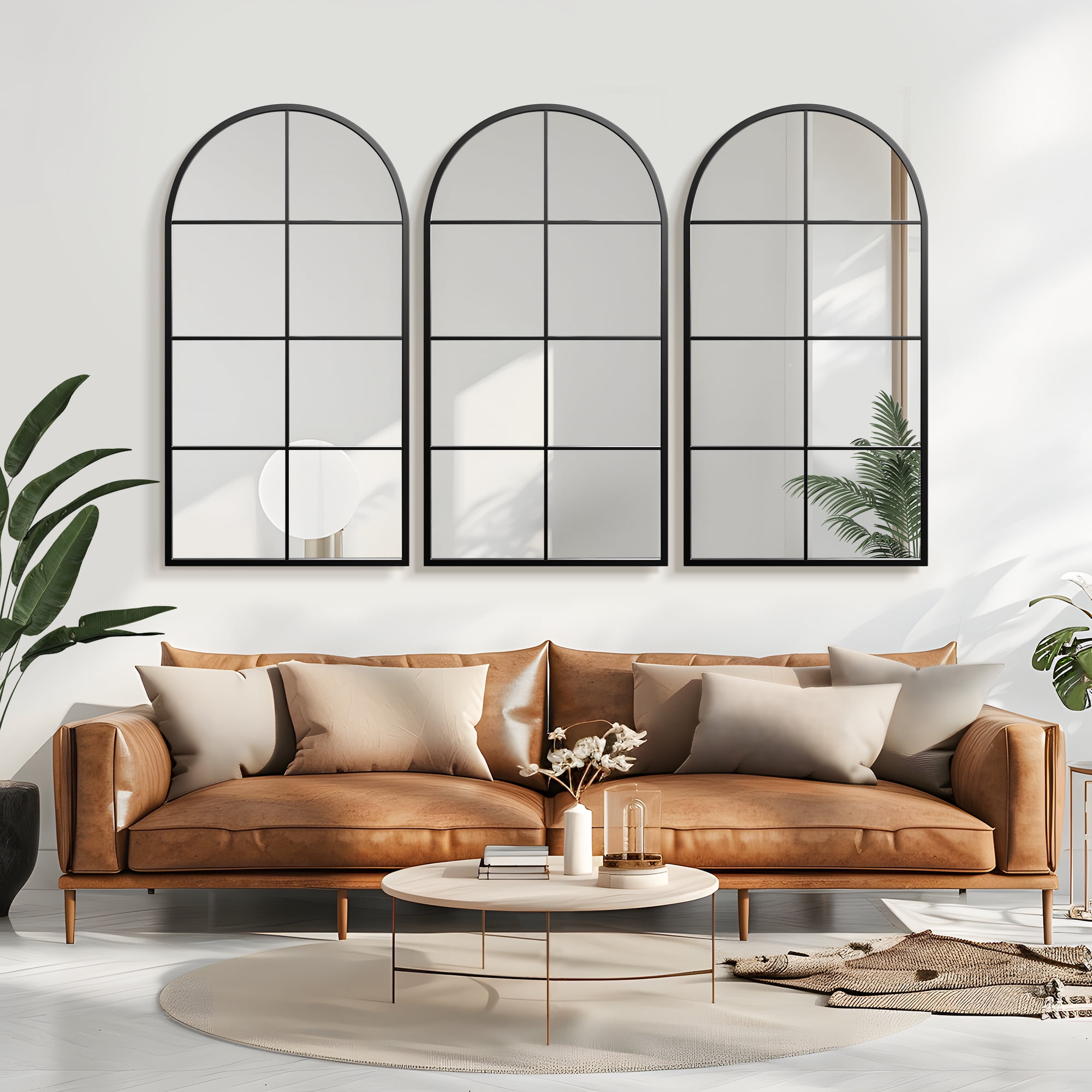 55"x28" Arched Wall Mirror Window Mirror,Black