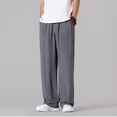thumbnail image 4 of Ketyyh-chn99 Linen Pants Men Casual Elastic Waist Pockets Drawstring Pants 2023 Grey,2XL, 4 of 4