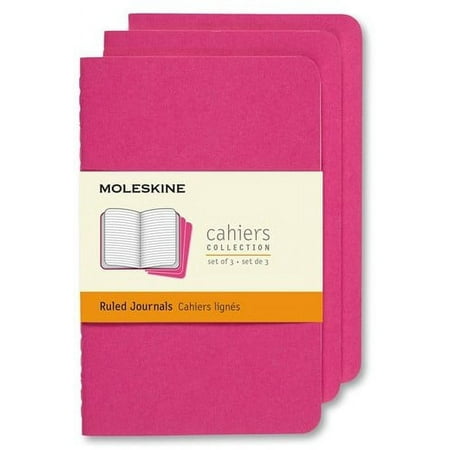 Moleskine Cahier Journal (Set of 3), Large, Ruled, Kinetic Pink (8.25 x 5) (Books)