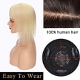 thumbnail image 6 of MY-LADY Clip In Remy Topper Hairpiece With Bangs Human Hair Clip On Toupee Wispy Bangs For Women Middle Part With Hair Loss Thinning Hair #60 Platinum Blonde, 6 of 8