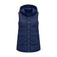 thumbnail image 5 of Ywyfzly Women's Long Puffer Vest Hooded Zip Up Sleeveless Padded Gilet with Pockets Solid Color Fall Winter Outerwear Dark Blue XL, 5 of 9