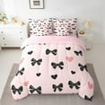 thumbnail image 3 of Manfei Pink Kawaii Bow 7-Piece Twin Bedding Sets, Cute Cartoon Love Heart Bedding Comforter Set, Teens Kids Girls Women Reversible Sheet Sets, Breathable Home Decor, 3 of 8