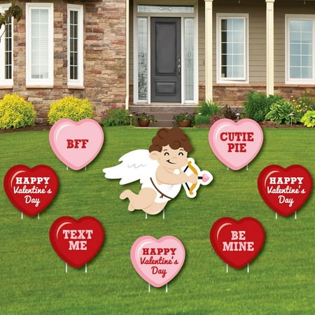 Conversation Hearts - Yard Sign & Outdoor Lawn Decorations - Valentine's Day Party Yard Signs - Set of 8