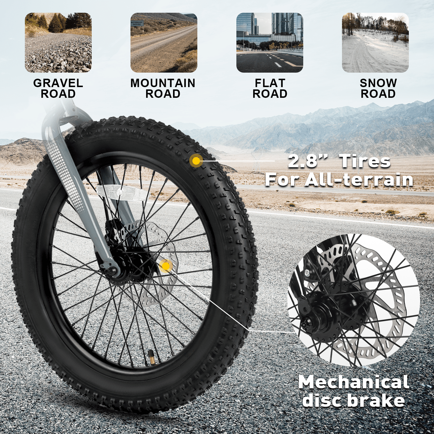 Glerc Mars Kids Mountain Bike, 20 Inch Fat Tire Bike for Teen Ages 6-12 Year Old, Bicycle with 2.8-Inch Wide Tires and 6 Speed Drivetrain,Gray