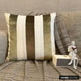 thumbnail image 2 of The HomeCentric Decorative Throw Pillow covers Brown 24"x24" (60x60 cm) Velvet Striped And Linen Euro Pillow Shams, Patchwork Modern Style - Velvet Band Earthy, 2 of 10