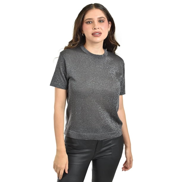 Blusa de punto con brillo /Juvenil, 0287 (Gris) gris M