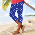 thumbnail image 2 of AGWOLF Womens Capri for Summer Clearance, Tummy Control Capri Leggings High Waisted Knee Length Yoga Pants Trendy Swiss Dot Print Leggings Blue M, 2 of 7