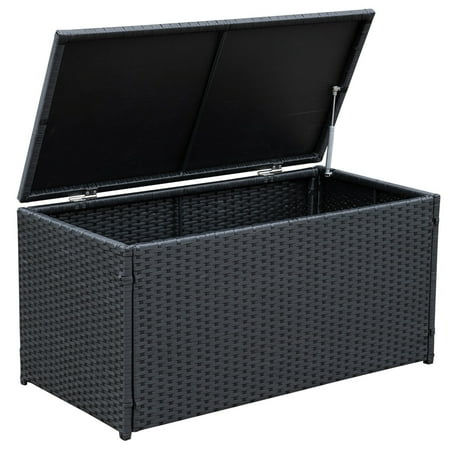 Sundale Outdoor Deluxe Wicker Deck Storage Box All Weather Patio Sundale Outdoor Deluxe Wicker Deck Storage Box All Weather Patio Garden Furniture Container Black