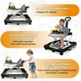 thumbnail image 4 of FACNOATIHN 5-in-1 Baby Walker, Musical Activity Push Walker with Detachable Awning Footrest, Adjustable Height, Black, 4 of 10