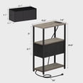 thumbnail image 2 of Small Narrow End Table with Charging Station, Set of 2, Side Table with Outlets, Nightstand with Cloth Drawer, Couch Table, for Living Room, Bedroom, Bedside, Greige, 2 of 18