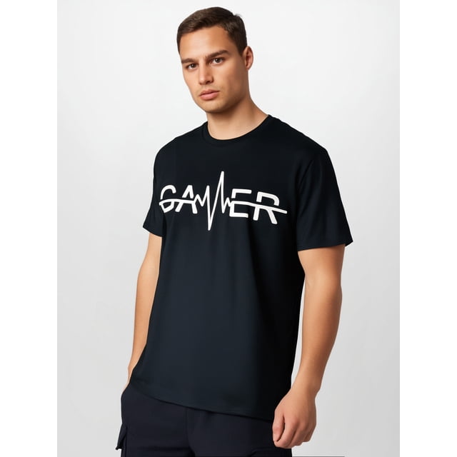 Camiseta De Los Hombres Cuello Redondo Ropa De Verano Tops De Verano Para La Calle Vacaciones ViajesStylish Gamer Crew Neck T-Shirt - Men's Fashionable Summer Short Sleeve Sports Tee - Comfortable,