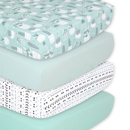 UPC: 0841297181153 | The Peanutshell Fitted Crib Sheets for Boys or Girls 4 Pack Set Cactus