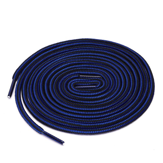 INSPIRE CHIC Unisex Round Rope Dual Colored Striped 1/5 Thick Boot Shoelace 150cm / 59.05" Royal Blue Black