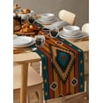 thumbnail image 2 of Table Runner Dresser Scarf 13 x 70 Inch Aztec Tribe Rhombus Geometric Pattern Striped Background Table Runners Non-Slip Heat Kitchen Dining Table Decor for Indoor Outdoor Home Party Decoration, 2 of 7