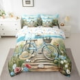thumbnail image 2 of Erosebridal Seashell Bicycle Hat Bedding Queen Size,Ocean Lighthouse Comforter Sets with Sheets,Floral Bedroom Decor,Reversible,Lightweight,7 Pieces, 2 of 5