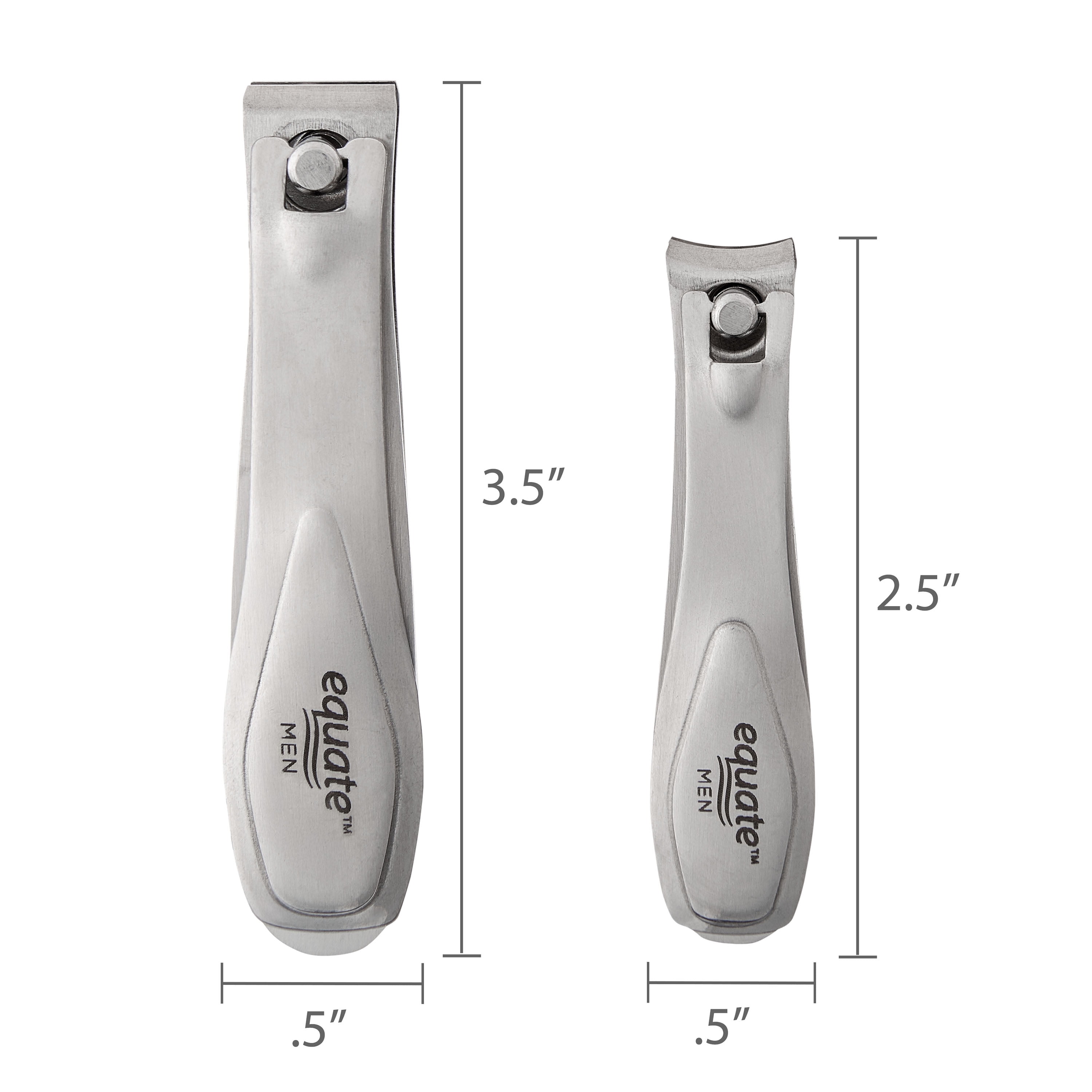 Equate Stainless Steel Twin-Pack Nail Clippers, 2 Pieces