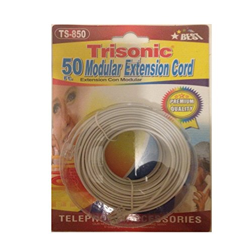 Trisonic Trisonoc50ftcbl Téléphone Rallonge de Téléphone Câble Ligne Fil, 50, Blanc
