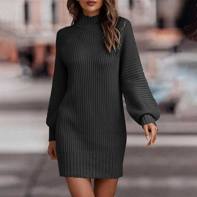 DPTALR Robe d'Été Décontractée pour Femmes Col Rond Manches Longues Robe Ample