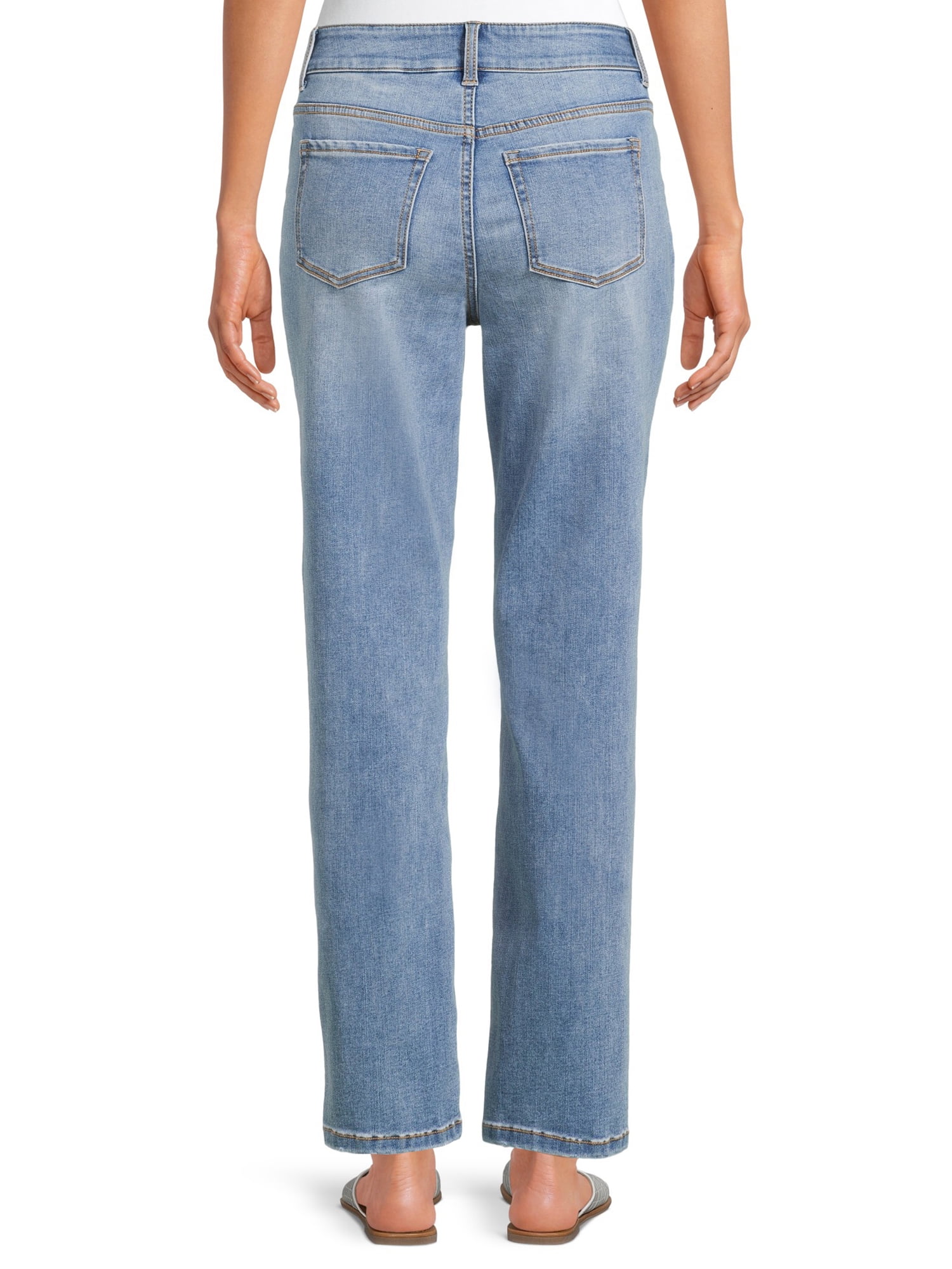 Time and Tru Women’s Mid Rise Straight Jeans, 29" Inseam for Regular, Sizes 2-18