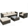 thumbnail image 1 of Patiojoy 6 Pieces Patio Rattan Wicker Conversation Sofa Set w/Table and Cushion, 1 of 1