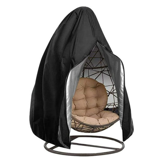 Funda protectora para columpio de huevo al aire libre, tela Oxford 210D negra, cremallera central, tamaño 190x115 cm, resistente al viento, polvo y lluvia.