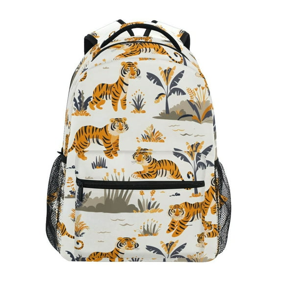ALAZA Stylish Backpack Tigers and Palm Leaves Elementary Bookbag Personalized Laptop School Bags Travel Daypack
