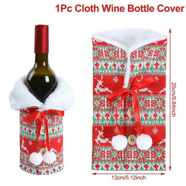 QIFU-Juego de botellas de vino navideñas, decoración navideña para el hogar, adornos de Papá Noel, regalos de Navidad, Año Nuevo 2023, 2024