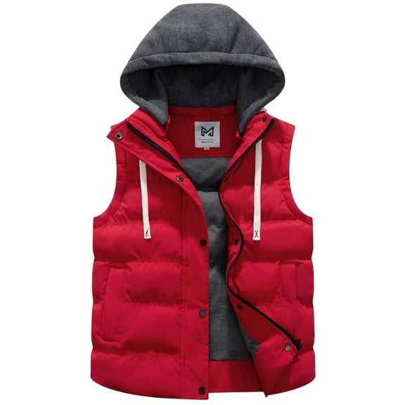 KVE Women's Warm Winter Hooded Vest Padded Puffer Vest Wine Red, XX-Large