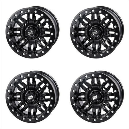 (4 Pack) 4/137 Tusk Nebo Beadlock Wheel 14x7 5.0 + 2.0 Matte Black For CAN-AM Maverick Max 1000 Turbo 2016-2017