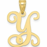 10K Yellow Gold 10Ky Initial Letter Y Pendant Made In United States -Jewelry By Sweet Pea