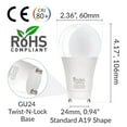 thumbnail image 3 of Simba Lighting LED A19 9W 60W 75W Replacement Bulbs Dimmable 120V GU24 Twist Base 5000K Daylight 4-Pack, 3 of 10