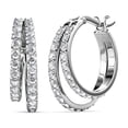 thumbnail image 6 of Cate & Chloe Pack of 3 - Corina 18k White Gold Plated 20mm Hoop Earrings with Swarovski Crystals Gift for Women, 6 of 12