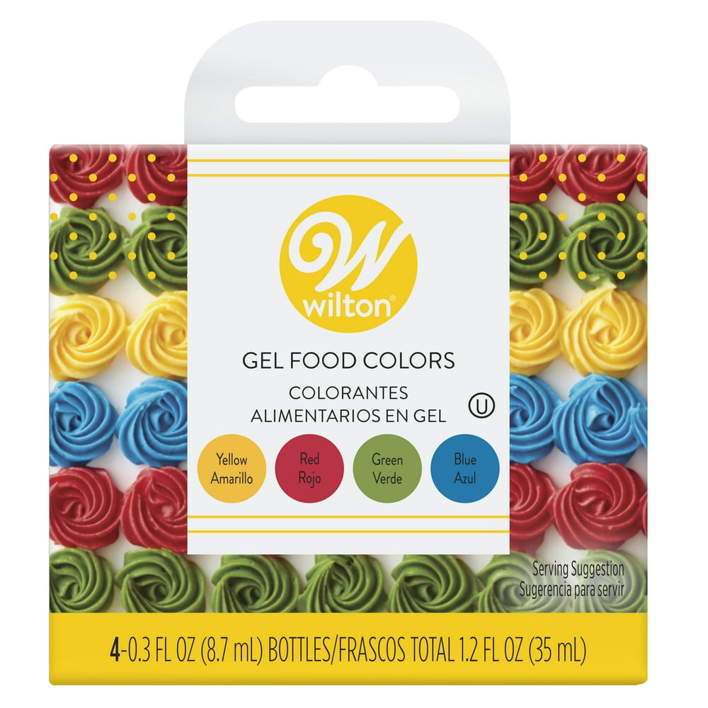 Wilton Red, Yellow, Green and Blue Gel Food Color Set, 4Count