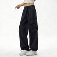 thumbnail image 4 of Cutuoiiu Womens Solid Color Cargo Pants Multiple Pockets Drawstring Waist Breathable Sports Trousers Gifts, 4 of 6