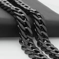 thumbnail image 2 of Mens Black Stainless Steel Curb Cuban Chain Necklace or Bracelet 6/8/10/12/15mm, 2 of 3