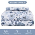 thumbnail image 4 of Viviland Queen Size Sheets Set - 4 Piece Soft Breathable Microfiber Bed Sheet Set - Blue & White Flower Pattern Sheet Set Queen - Deep Pocket Non-Slip Floral Fitted Sheet Included for All Season, 4 of 8