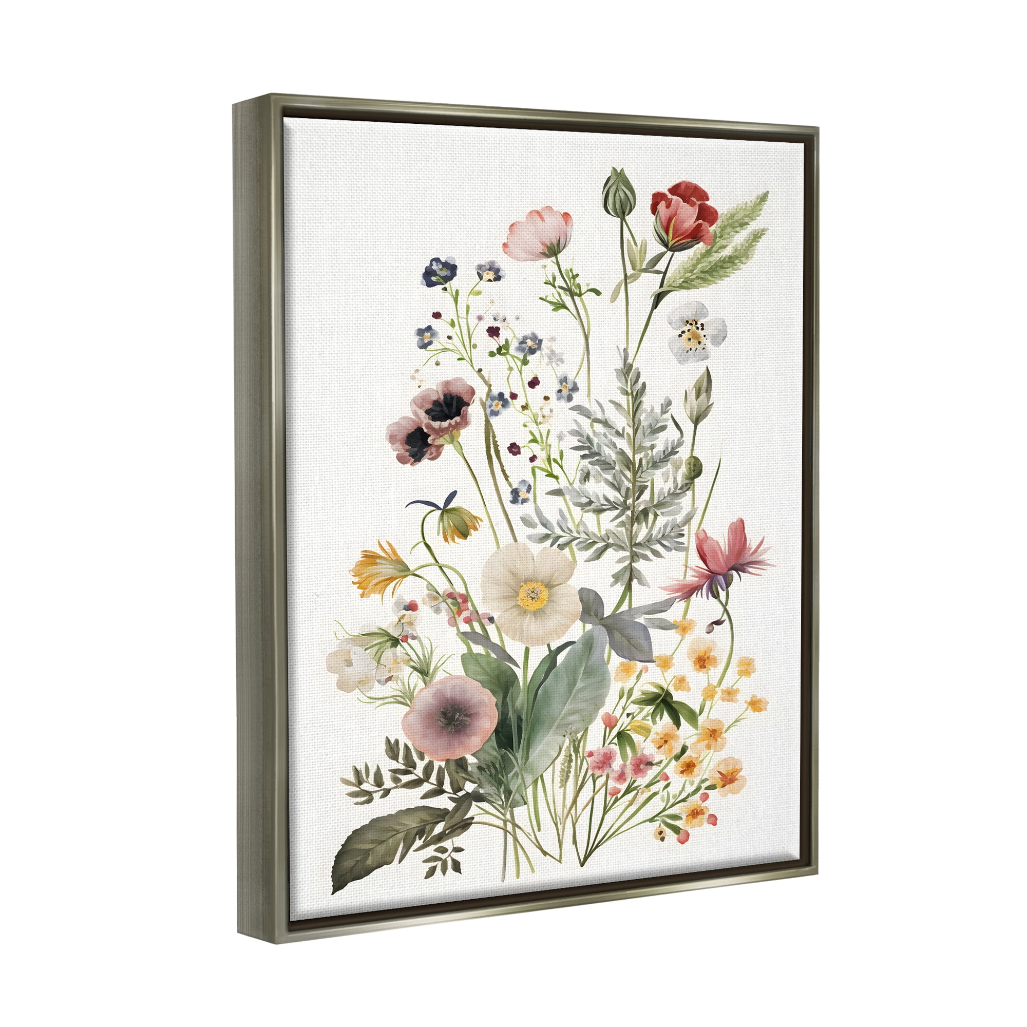 Stupell Industries Subtle Spring Blossoms Botanical & Floral Painting Gray Floater Framed Canvas Art Print Wall Art, 17 x 21
