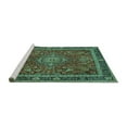 thumbnail image 2 of Ahgly Company Machine Washable Indoor Rectangle Medallion Turquoise Blue Traditional Area Rugs, 2' x 5', 2 of 4