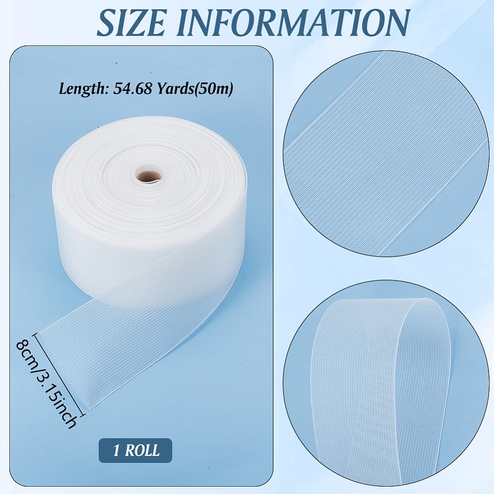 50M Nylon Ribbons Garment Accessories White 3-1/8 inch(80mm) about 54.68 Yards(50m)/Roll DIY