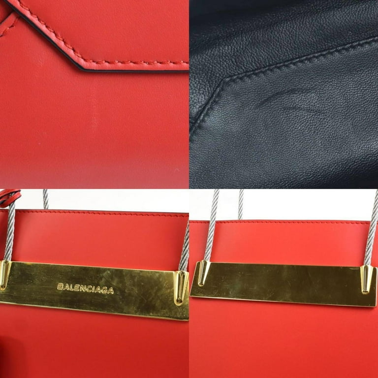 Pre Owned BALENCIAGA Handbag Shoulder Bag Cable Leather Red Ladies Good Walmart