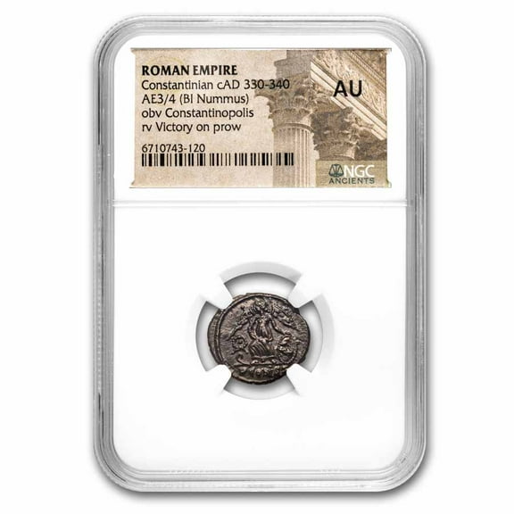 Roman AE3/4 BI Nummus Constantinian (330-340 AD) AU NGC
