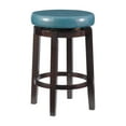 thumbnail image 2 of Linon Maya Backless Wood Swivel Counter Stool, 25" Seat Height, Brown Finish with Teal Fabric, 2 of 14