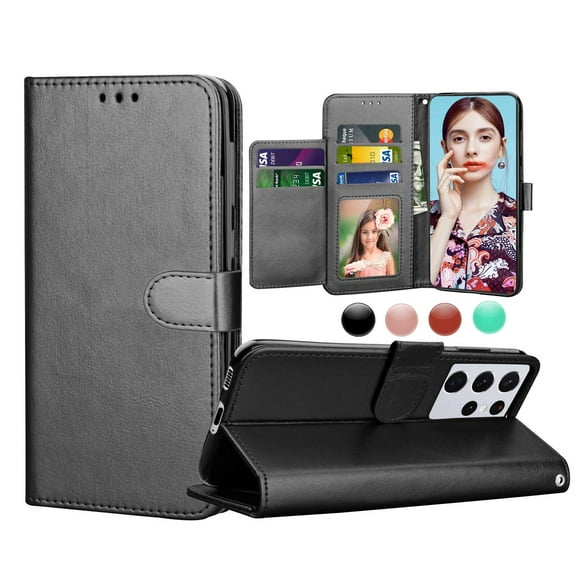 Galaxy S21 Plus 5G Case, Galaxy S21  Wallet Case, Galaxy S21  5G 2020 PU Leather Cases, Njjex [Kickstand] Luxury PU Leather Wallet Case Flip Folio Cover [Card Slots] [Wrist Strap]