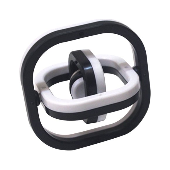 white,black 3D Infinite Flip Finger Gyro Toy Creative Fidget Spinner Handheld Decompression Toy For Stress Relief Office Desk Toy Size 2.76X2.76 Inches Smooth Rotation Abs Material