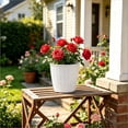 thumbnail image 6 of Large Round Faux Woven Rattan Plastic Planter with Matching Drainage Tray, Breathable Shatterproof Flower Pot for Succulents Houseplants Indoor Decor, White, 6 of 6