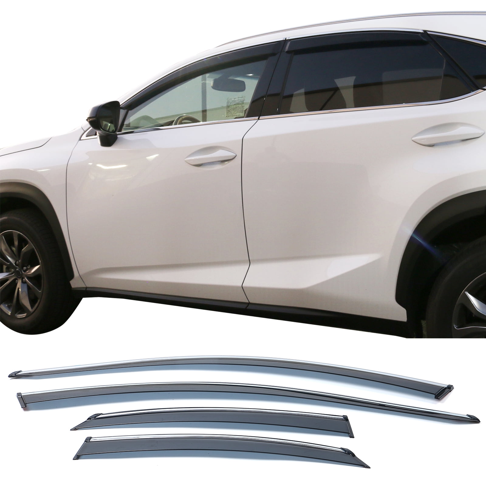 IKON MOTORSPORTS, Window Visor Compatible With 2015-2021 Lexus NX Vent Sun Shade Rain Guards Side Window Deflectors