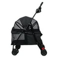 thumbnail image 4 of Lanzxjv 4 Wheels Dog Cat Stroller, Outdoor Travel Pet Folding Stroller, Dog Cat Cage Stroller with Cup Holder, Visible Window for Medium Small Dog, 4 of 7
