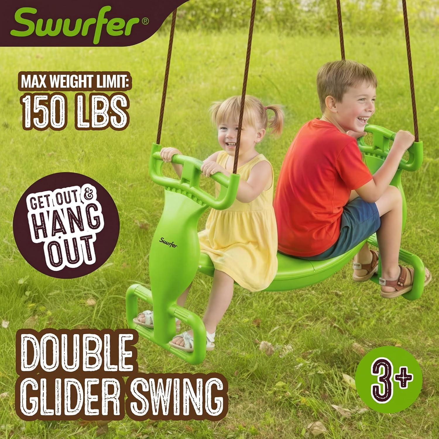 Double Rider Glider Swing Green/Brown