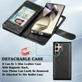 thumbnail image 4 of Galaxy S24 Ultra Case, Takfox Phone Case Wallet for Samsung Galaxy S24 Ultra, PU Leather Credit Card Holder Case [9 Card Slots] Folio Flip Detachable Magnetic Cover Kickstand & Carrying Strap, Black, 4 of 7